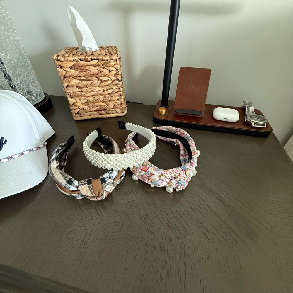 3 Piece Elegant Pearl and Fabric Headbands Set Free with 20 purchase